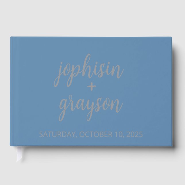 Libro de Invitados Dusty Blue • Libro Moderno de I (Anverso)
