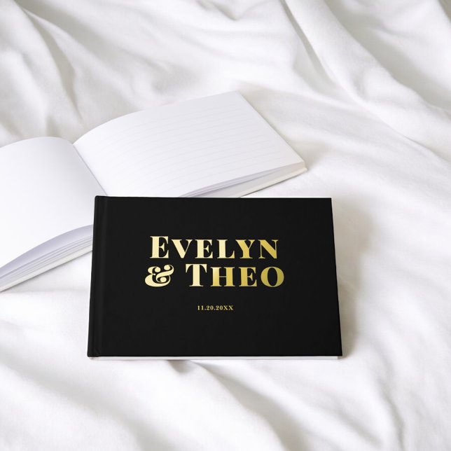 Libro de invitados elegante de Boda negro simple (Subido por el creador)