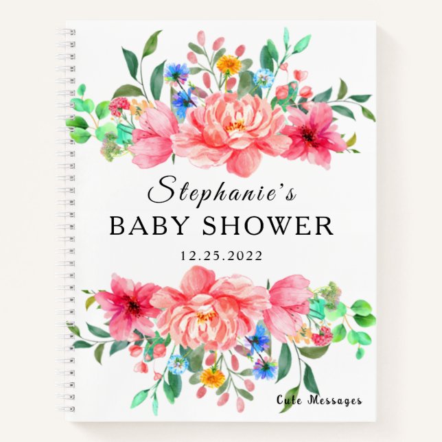 Libro de invitados elegante para baby shower con f (Anverso)