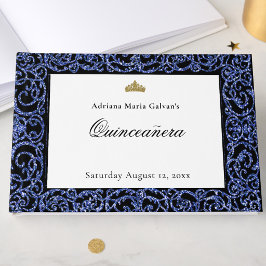 Libro de invitados elegante Quinceañera con adorno