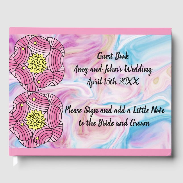 Libro de invitados en rosa para novia y novio (Anverso)