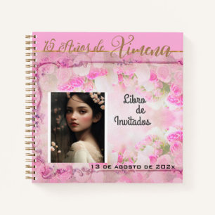 Libro de Invitados en Rosa y Oro