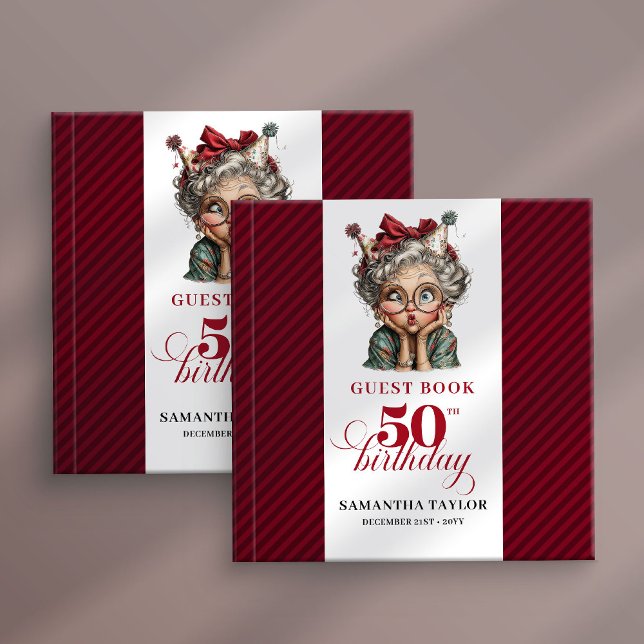 Libro de invitados encantador y peculiar para el c (Charming quirky 50th birthday lady guest book)