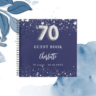 Libro de invitados estrellas color azul marino pla