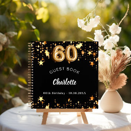 Libro de invitados estrellas de oro negro de 60 añ