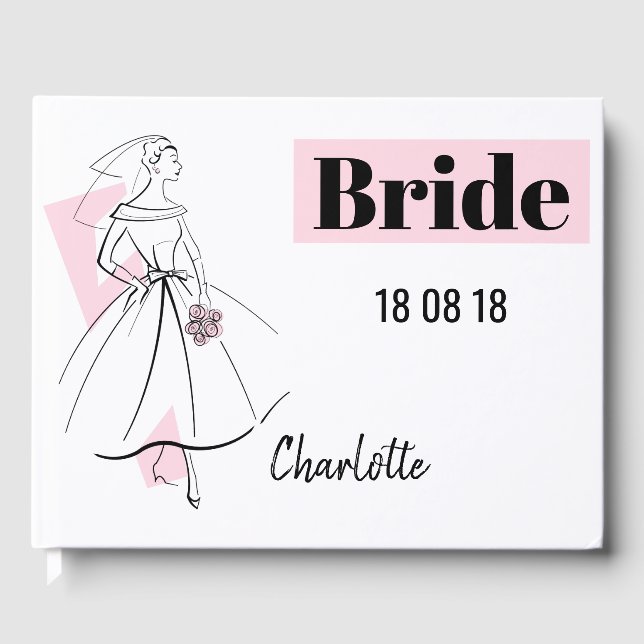 Libro de invitados Fashion Bride Pink Bride Date N (Anverso)