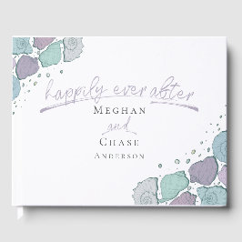 Libro De Invitados Feliz Desde Seashells Lilac Blu