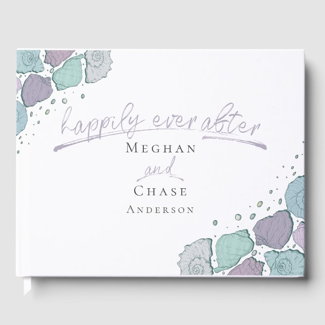 Libro De Invitados Feliz Desde Seashells Lilac Blu (Anverso)