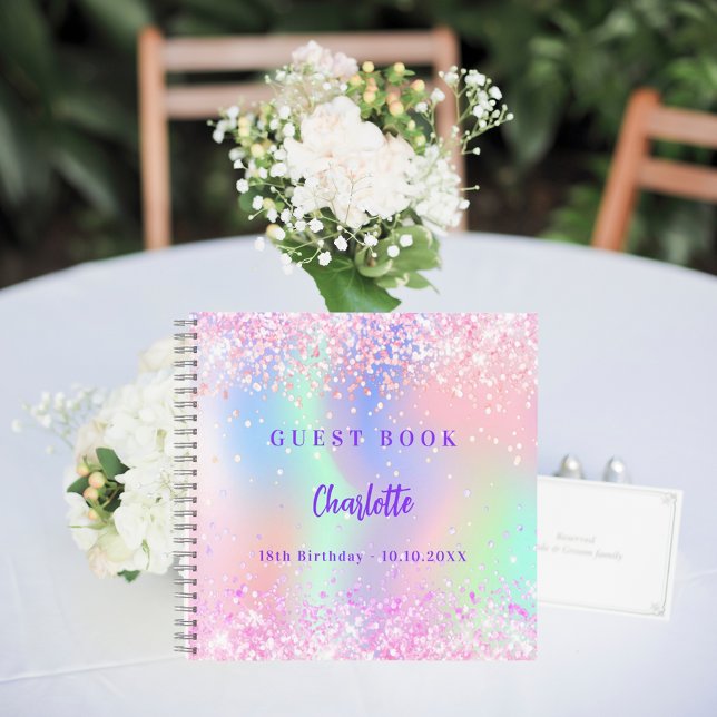 Libro de invitados Fiesta de cumpleaños holográfic (Subido por el creador)