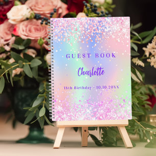 Libro de invitados Fiesta de cumpleaños holográfic
