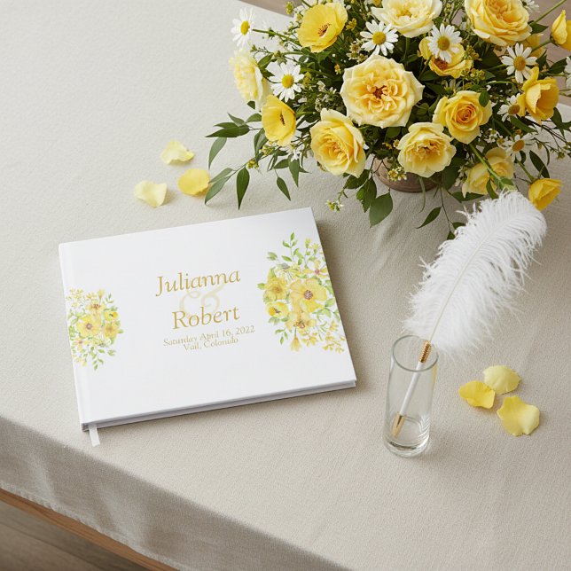 Libro de invitados floral acuarela amarillo (Subido por el creador)