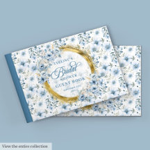 Libro de Invitados Floral Azul Polvo Boho Chic Dor