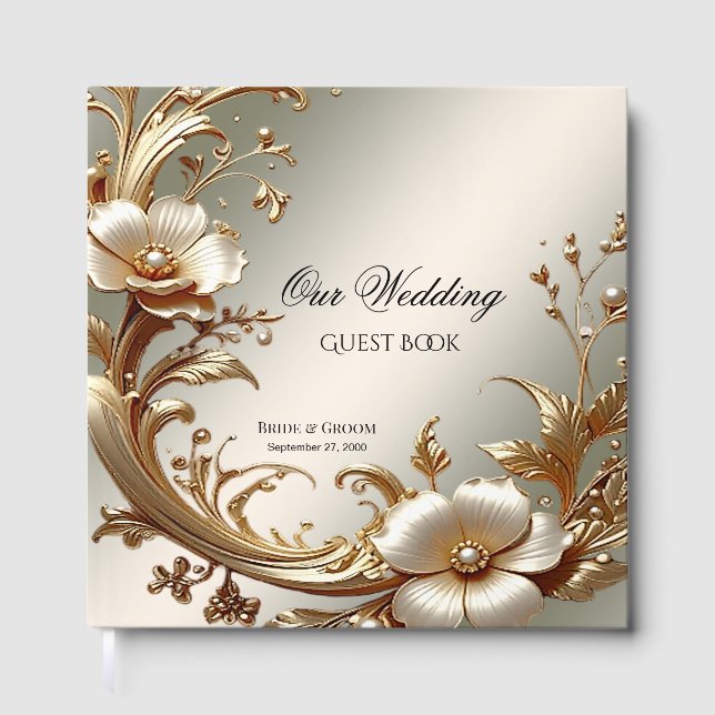 Libro de Invitados Floral Dorado (Anverso)