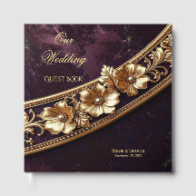 Libro de Invitados Floral Dorado Ornamentado