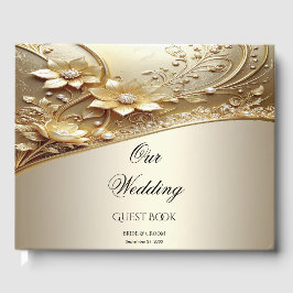 Libro de Invitados Floral Dorado Ornamental Modern