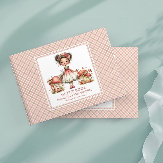 Libro de Invitados Floral Hongo Rubor Hada Dulce (Sweet Fairy Blush Mushroom Floral Guest Book)