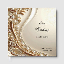 Libro de invitados floral ornamentado elegante en