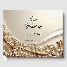 Libro de invitados floral ornamentado elegante en
