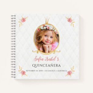 Libro de invitados floral princesa de Quinceañera