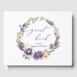 Libro de Invitados Floral Púrpura