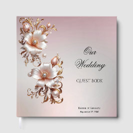 Libro de invitados floral rosa decorativo
