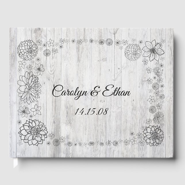 Libro de invitados floral rústico personalizado (Anverso)
