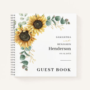 Libro de invitados Floral Sunflower Eucalyptus Bod