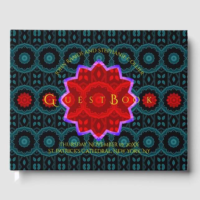 Libro de invitados florales Art Deco (Anverso)