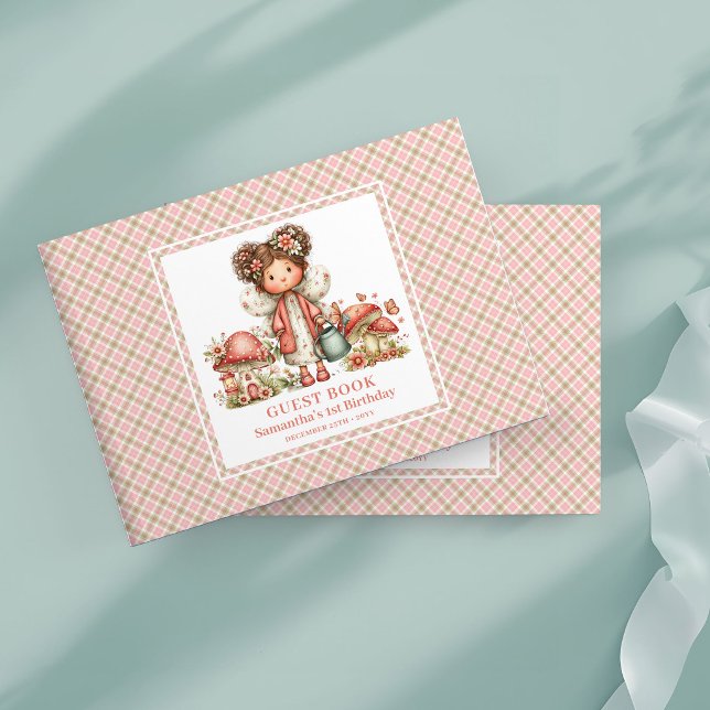 Libro de Invitados Flores Rubor Cumpleaños 2 Pink  (Pink Fairy 2nd Birthday Blush Flowers Guest Book)