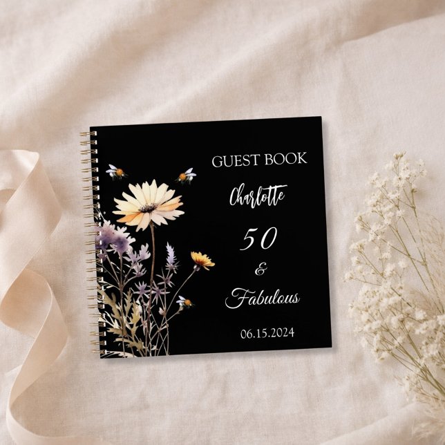 Libro de invitados flores silvestres negro 50 cump (Subido por el creador)