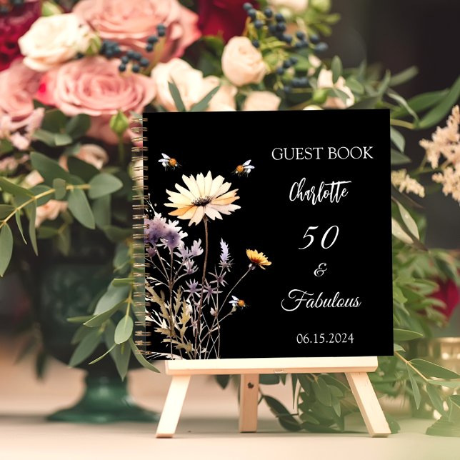 Libro de invitados flores silvestres negro 50 fabu (Subido por el creador)