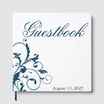 Libro de invitados Flourish/Blue Silver de Marina