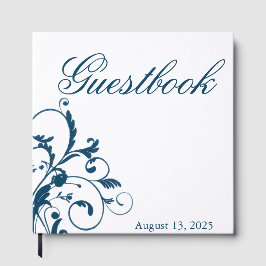 Libro de invitados Flourish/Blue Silver de Marina