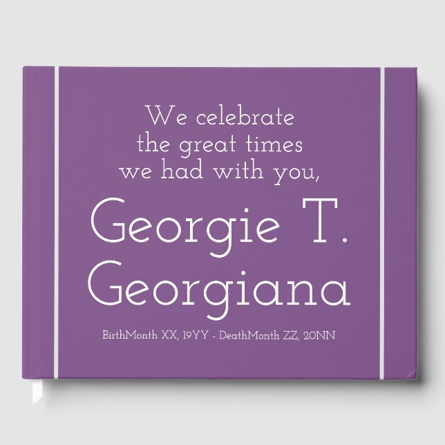 Libro de invitados funeral/conmemorativo simple y  (Anverso)