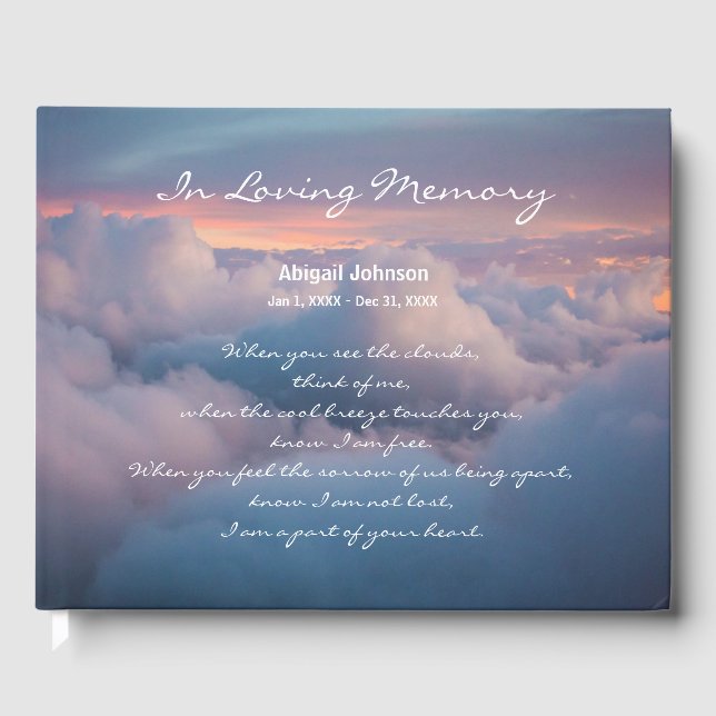Libro de invitados funerales personalizados con po (Anverso)