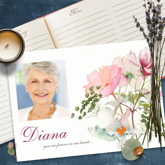 Libro de invitados funerarios | Flores blandas (funeral guest books, sympathy, celebration of life, in loving memory, memorial service, remembrance,)