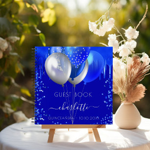 Libro de invitados Globos de goteo azul de Quincea