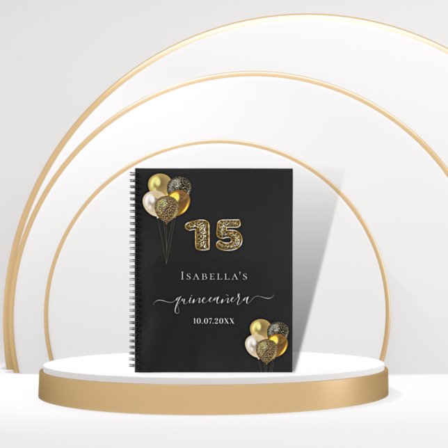 Libro de invitados Globos de leopardo de oro negro (Subido por el creador)