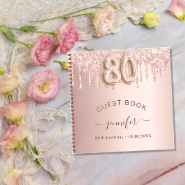 Libro de invitados goteo de rosa de oro de 80 años