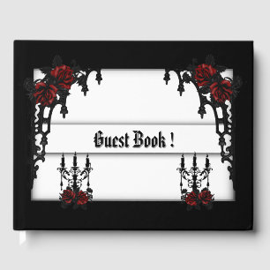 Libro de invitados gótico Rojo Rosa Blanco