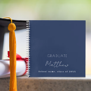 Libro de invitados graduación azul marino blanco n