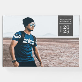 Libro de invitados gris de graduación de la pestañ