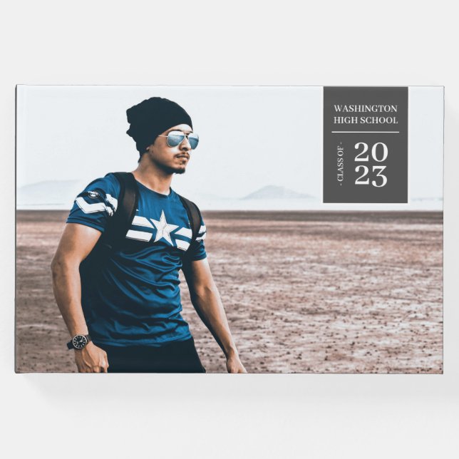 Libro de invitados gris de graduación de la pestañ (Anverso)