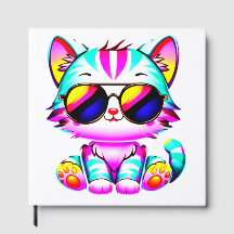 Libro de invitados "Groovy Neon Cat Wall Art - Vib