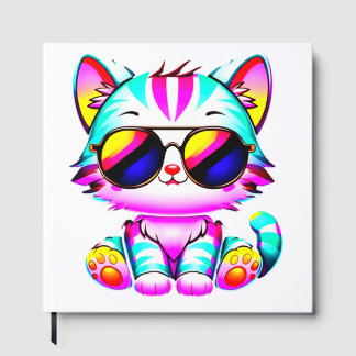 Libro de invitados "Groovy Neon Cat Wall Art - Vib
