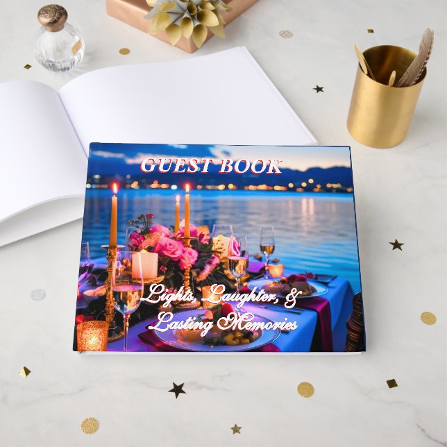 Libro de invitados "Luces, risas y recuerdos inolv (Anverso Abierto)