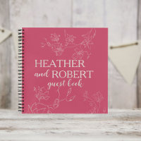 Libro de invitados Magenta Boho Boda Floral Spiral