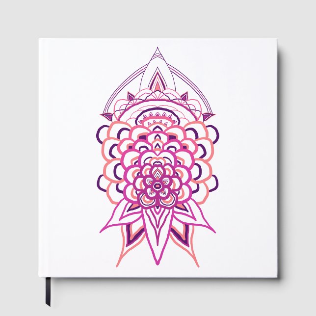 Libro de invitados Mandala Floral Rosa | Bodas & B (Anverso)