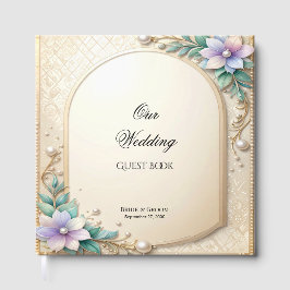 Libro de Invitados Marco Floral Decorativo con Per