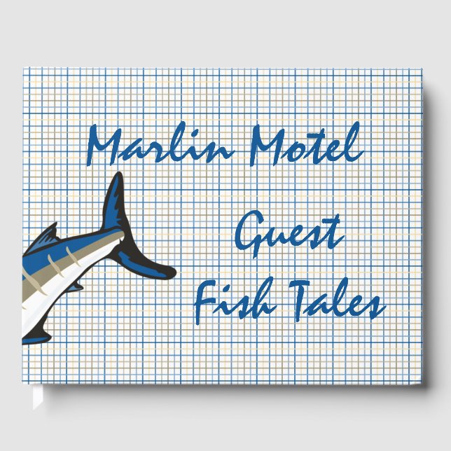 Libro de invitados - Marlin azul en plaid (Anverso)